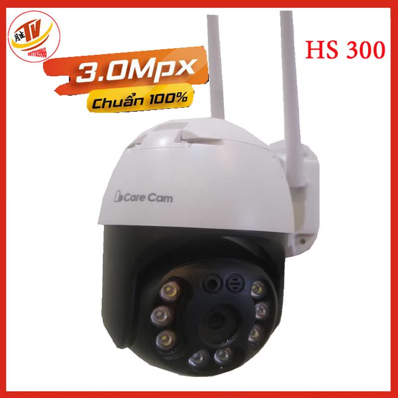 Carecam pro 3.0 mpxCamera WIFI Giám Sát Ngoài Trời Xoay 360 Độ Care Cam  hs300 Full HD 2034P 3.0Mpx