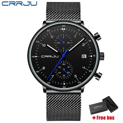 Đồng Hồ Crrju 2278 Làm Bằng Thép Không Gỉ Không Thấm Nước Phong Cách Thời Trang Dành Cho Nam