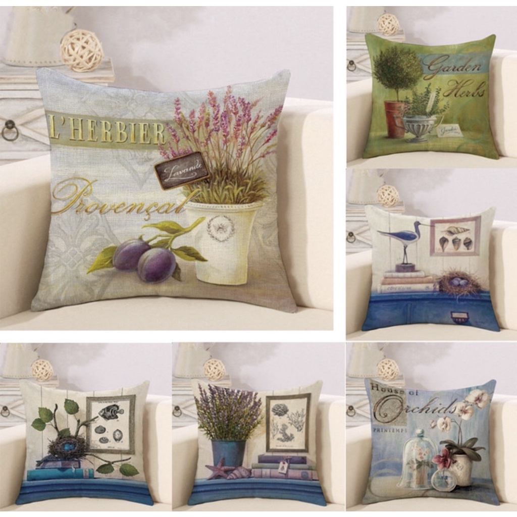 [ Chỉ Vỏ ] Vỏ Gối tựa lưng, gối sofa, gối trang trí HOA CỎ Sang Trọng vải bố dày dặn