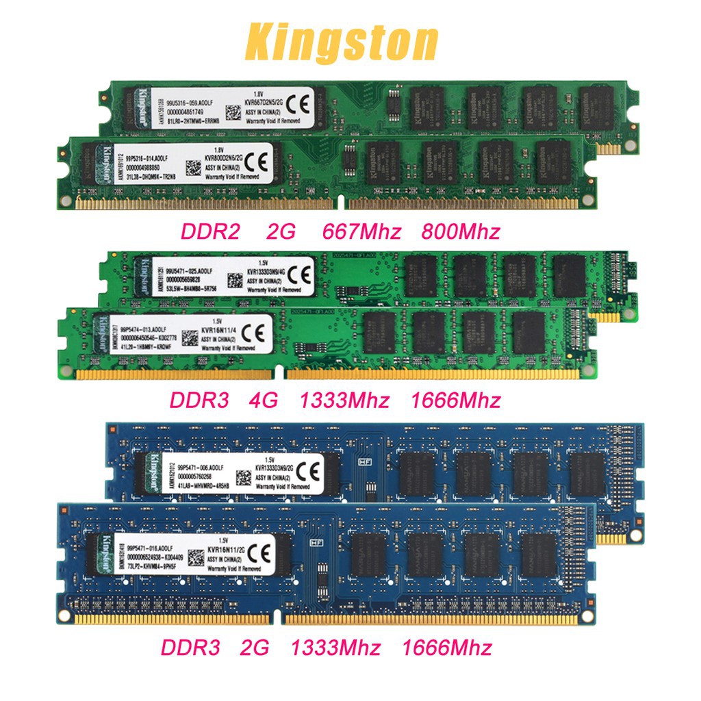 Kingston 2GB 4GB PC2 PC3 5300 6400 10600 12800 DDR2 DDR3 667MHZ 800MHZ 1333MHZ 1600MHZ DIMM RAM Máy Tính Để Bàn Bộ Nhớ