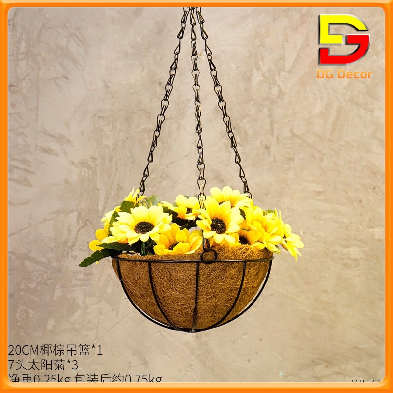 Hoa Giả Giỏ Hoa Treo Tường Trang Trí Nhà Cửa Ban Công Quán Cafe Tặng Móc Treo DC-133