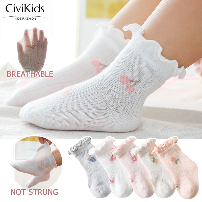Vớ Cotton Mỏng Phối Lưới Thoáng Khí Thoải Mái Thời Trang Mùa Hè 0-5 Tuổi Cho Bé Gái 0019