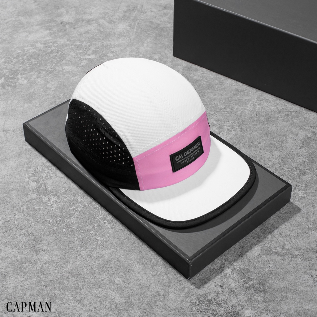 Mũ lưỡi trai CAPMAN chính hãng full box, nón kết nam snapback vải dù CM117 màu trắng hồng