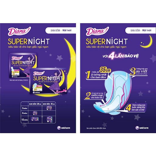 [BVS] Băng vệ sinh Diana Super Night 35cm 3 miếng