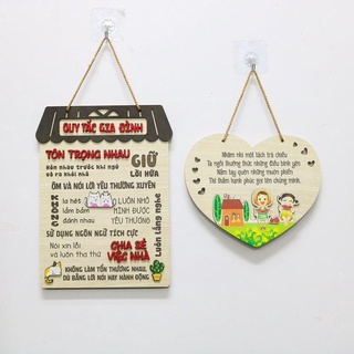 Bảng gỗ Quy tắc sống, quy tắc hạnh phúc... trang trí gia đình