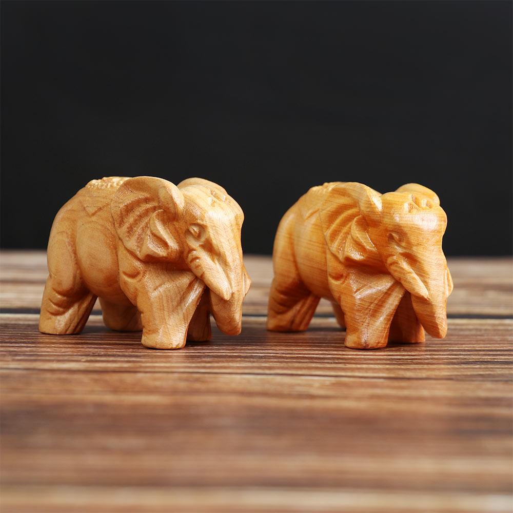 Mô Hình Chú Voi Bằng Gỗ May Mắn Dùng Trang Trí Nhà Cửa