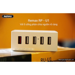 Ổ cắm điện cốc sạc 5 cổng USB Remax RU U1 chính hãng