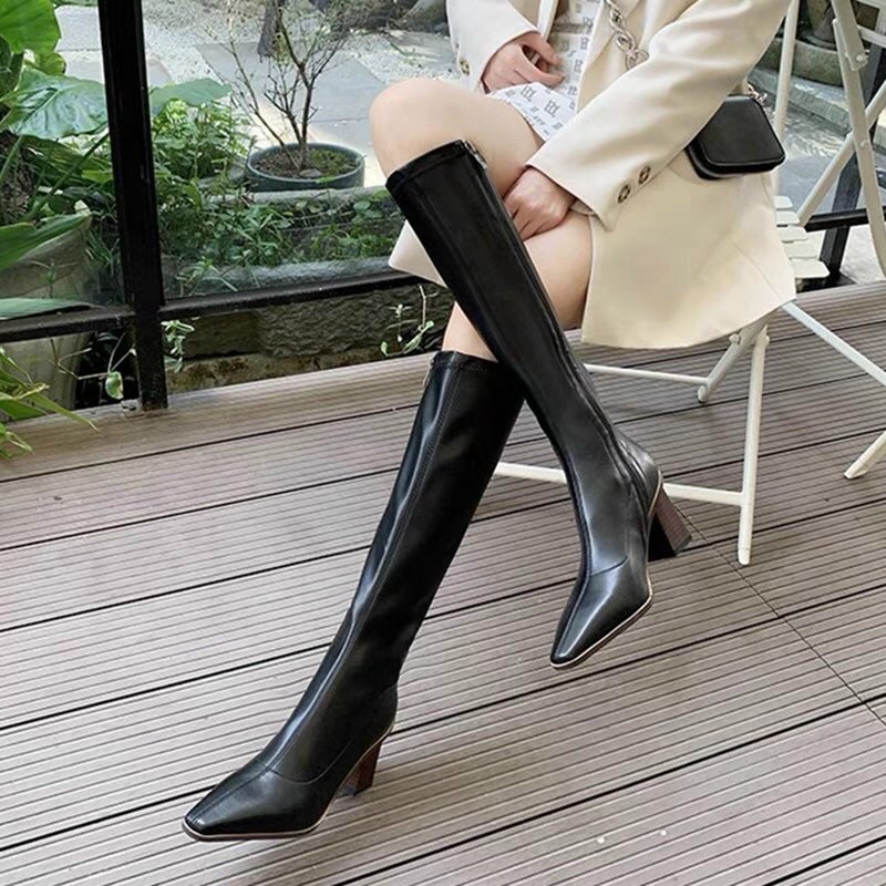 Bốt đùi nữ mũi sắt khoá cạnh cao cấp ( hàng sẵn )