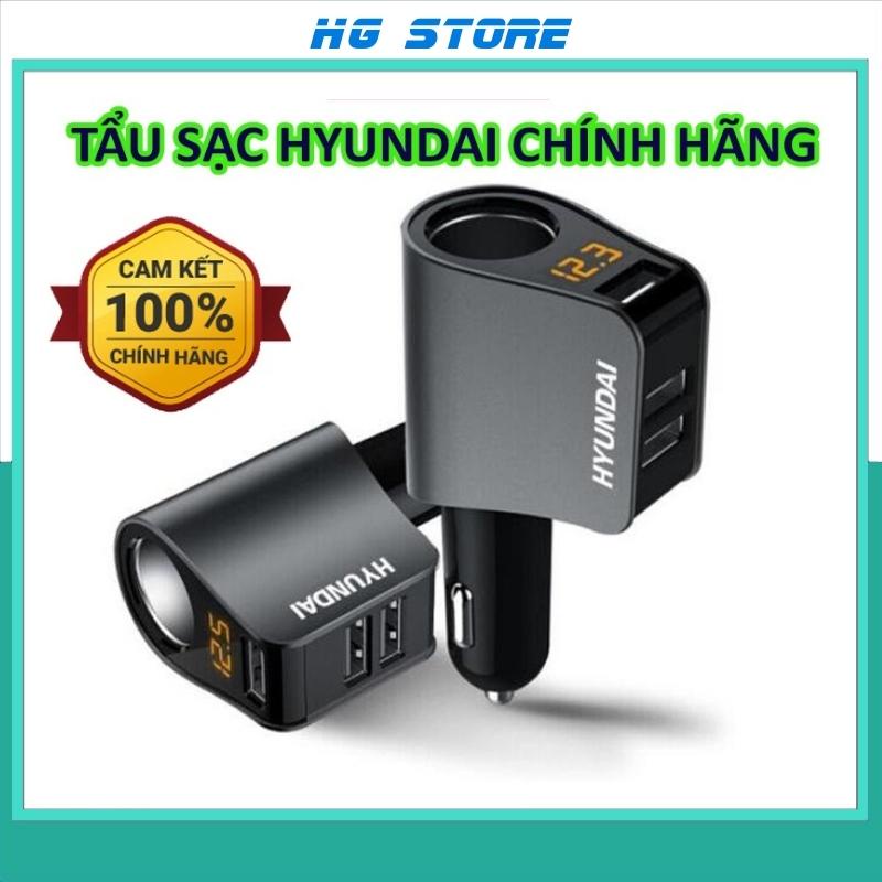 Tẩu Sạc Ô Tô - Tẩu Sạc Nhanh Ô Tô Chính Hãng Hyundai - Đầu Ra 3 Cổng USB, 1 Cổng Tẩu Tròn phía trên