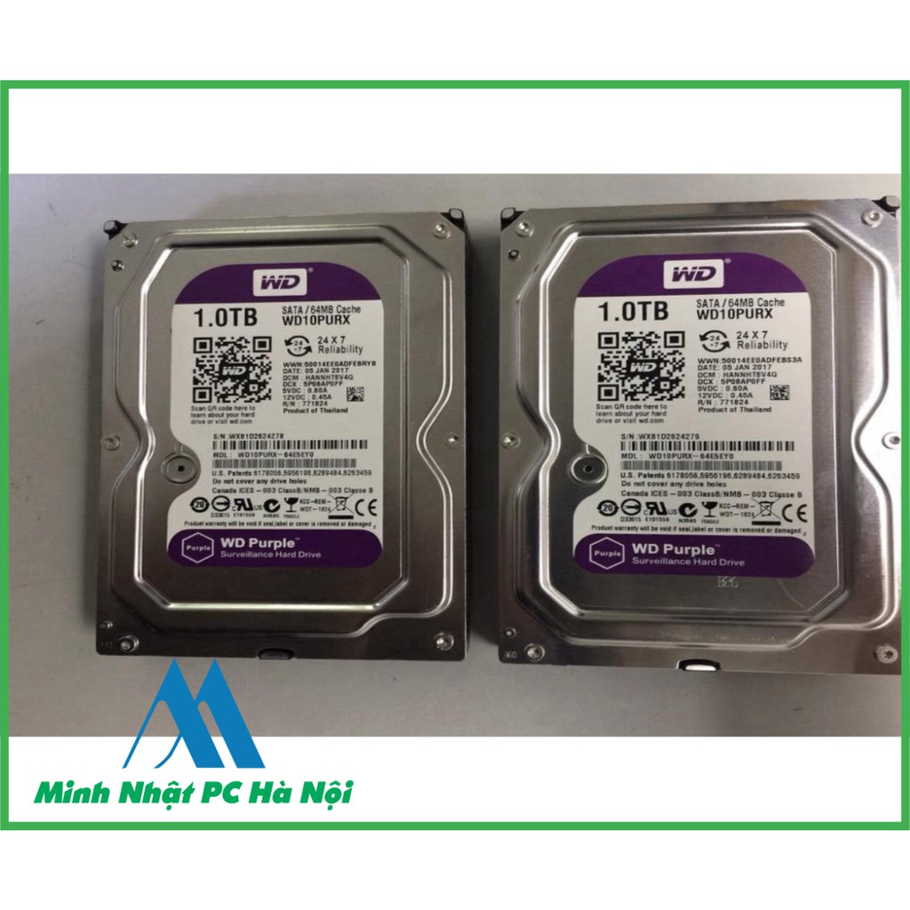 FREESHIP Ổ cứng HDD 1Tb Western Purple (màu tím) cho camera 100% mới bảo hành 24 tháng