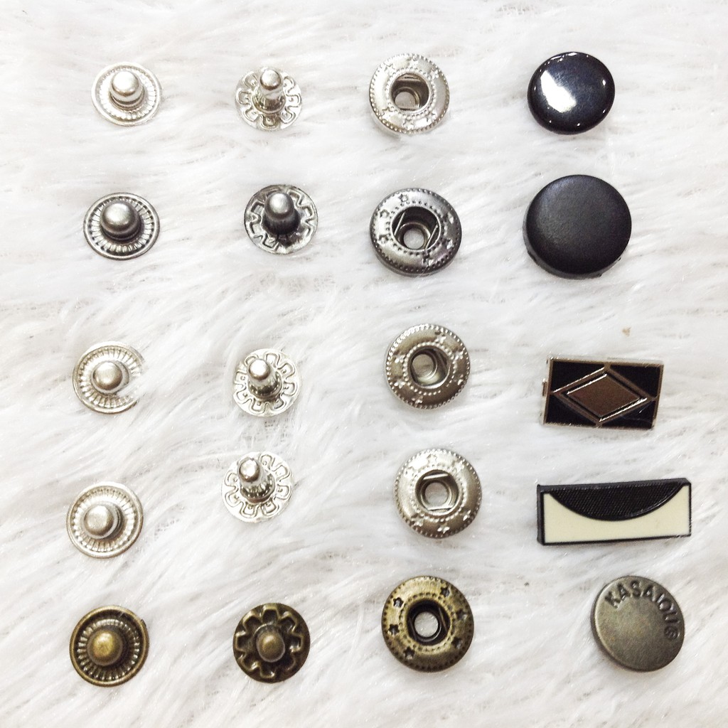 Nút bấm áo khoác cúc đóng ao dạ phao đính kết trang phục nhiều kiểu