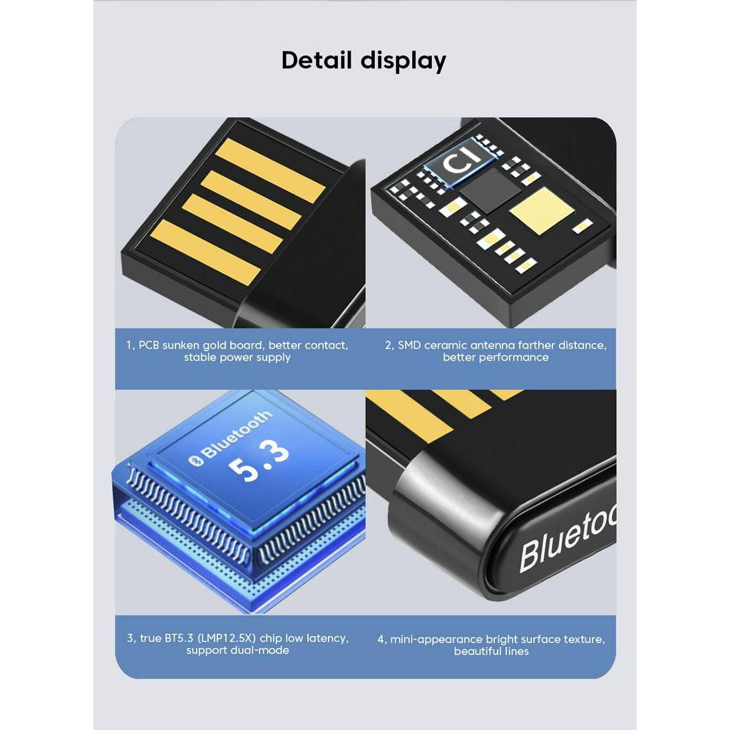 Usb Nhận Tín Hiệu Bluetooth 5.1 / 5.3 BT5.0 Dùng Cho Loa / Tai Nghe / Máy Tính