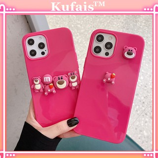 Ốp Điện Thoại Họa Tiết Gấu Dâu Tây 3D Độc Đáo Cho Iphone 12 Pro Max 6 7 8 Plus X Xr Xs 11 Pro Max Se2020