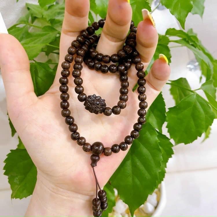 Vòng Tay Trầm Hương Tống Gia 108 Hạt Mix Hoa Sen Siêu Thơm- Chuỗi Vòng Tay Trầm Tốc 108 Hạt Tặng Hộp Gấm