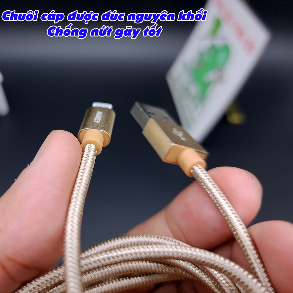 [Chính Hãng Aukey BH 12T] Cáp USB Ligh.ning M.F.i CB-D16 Dây Dù Kevlar Dài 1m2 Chống Gãy Đầu Hợp Kim Nhôm