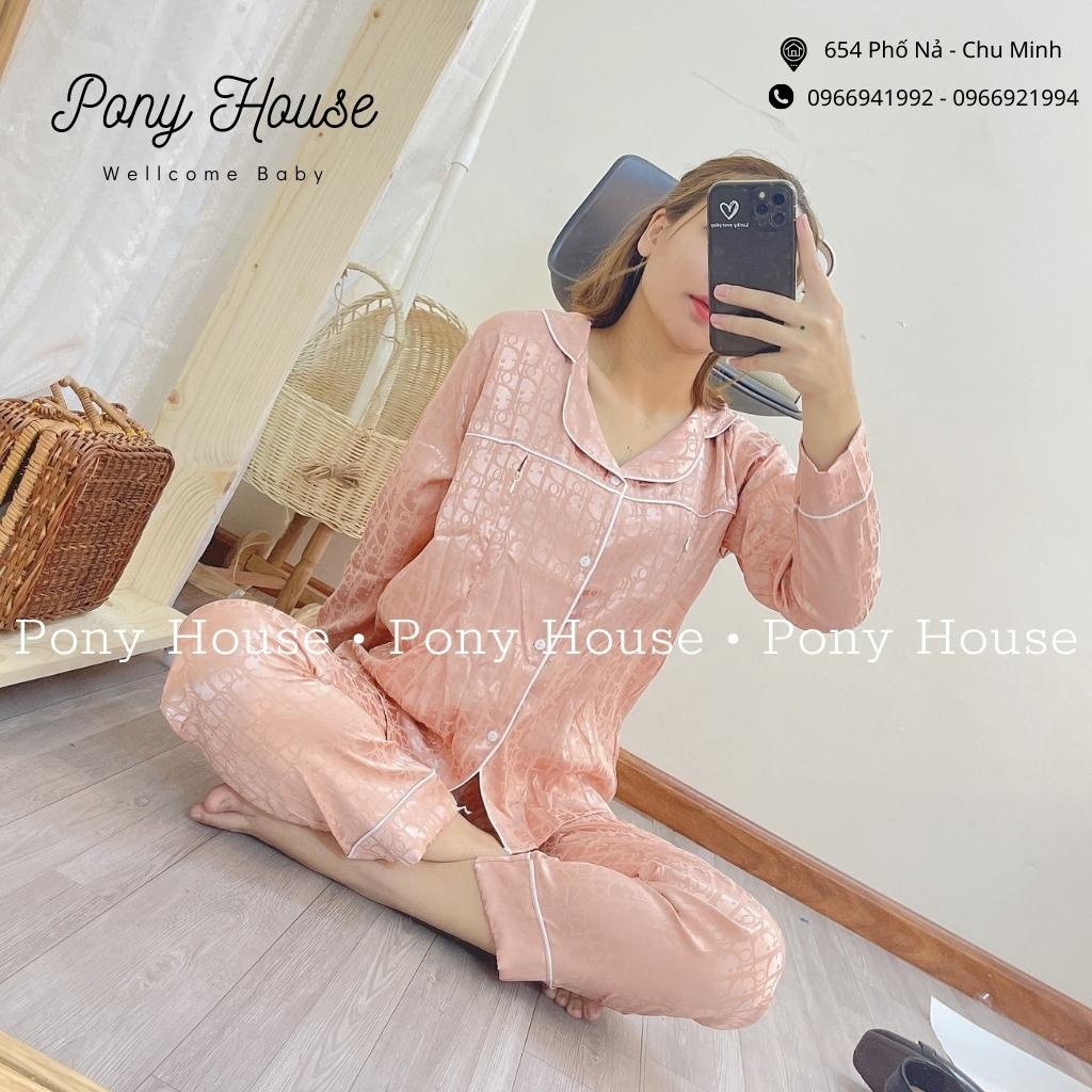Bộ Pijama Bầu và Sau Sinh Lụa Gấm Dài Tay 2 Chức Năng Có Khóa Cho Con Bú
