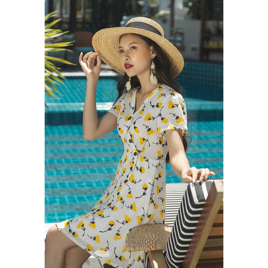 Đầm xòe ngắn tay vạt lệch tay xòe DEA0316 - 20Again | BigBuy360 - bigbuy360.vn