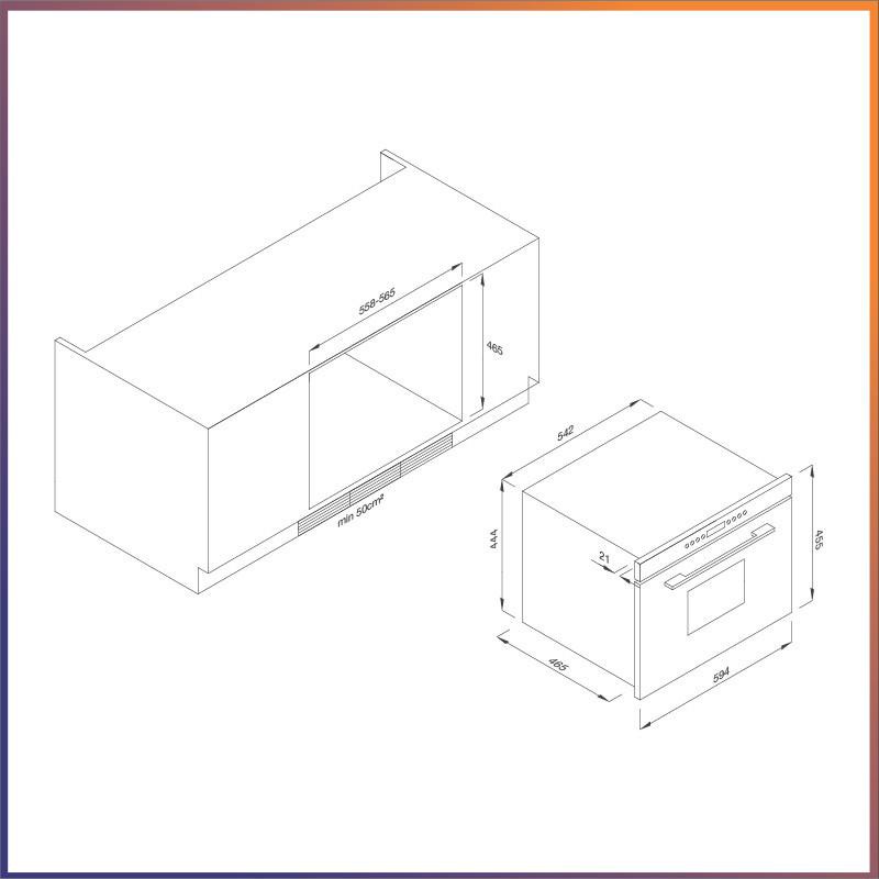 Lò Hấp âm tủ Malloca MST35 - IX03 , dung tích 35L mặt kính màu đen phối inox  ( Bảo Hành 3 Năm )