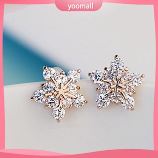 Đôi khuyên tai hình bông tuyết đính đá thanh lịch cho nữ