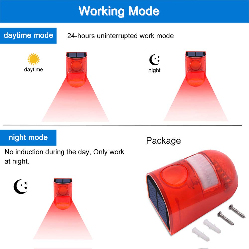 Hệ Thống Cảm Biến Chuyển Động Và Đèn LED Cảnh Báo Năng Lượng Mặt Trời Có 6 Đèn LED 110 Decibels