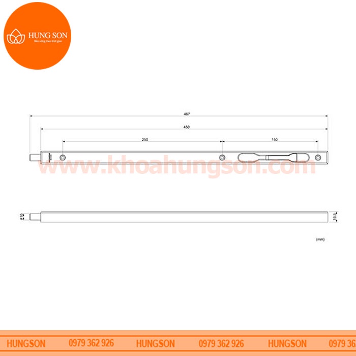 CHỐT ÂM CỬA GỖ INOX SUS 304 HUY HOÀNG 450MM