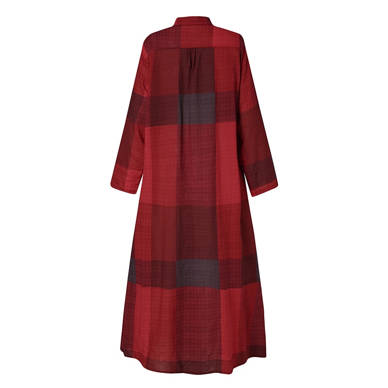 Đầm Zanzea Dáng Dài Hoạ Tiết Caro Dễ Thương Thời Trang Cho Phụ Nữ