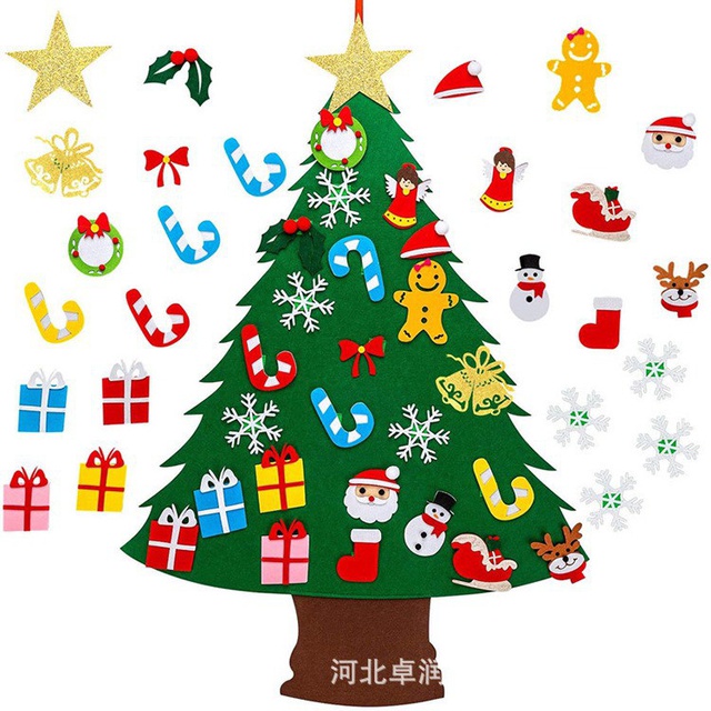 Cây thông noel vải dạ, vải nỉ 32 chi tiết, đồ trang trí giáng sinh