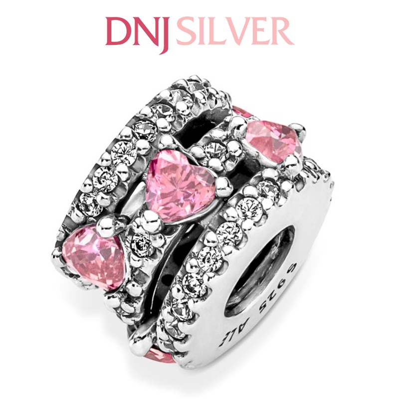 [Hàng cao cấp] Charm bạc 925 cao cấp, hàng chuẩn bạc - Charm Sparkling Triple Halo Hearts thích hợp để mix vòng tay