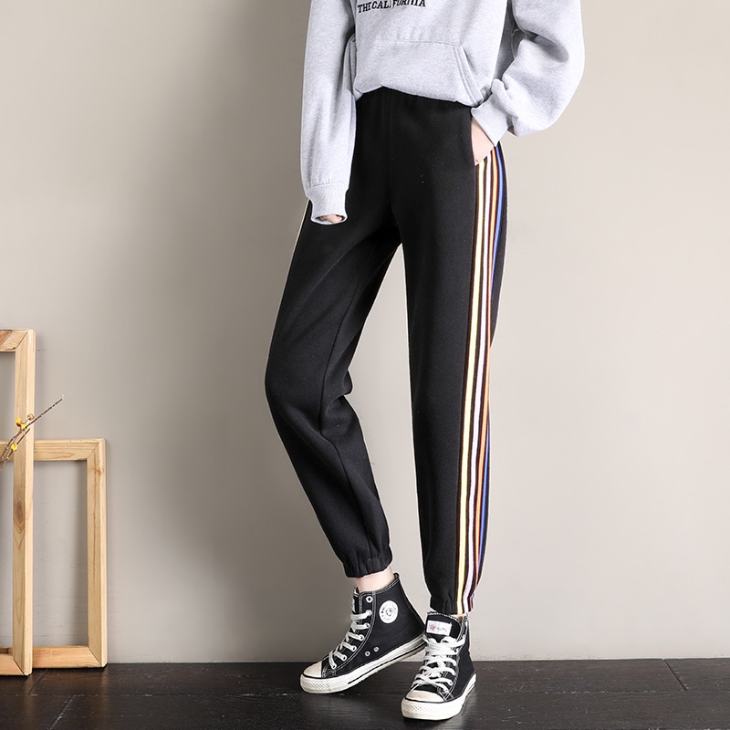 NRVP Quần dài thể thao ống rộng thời trang mùa thu phong cách Hàn Quốc cho nữ