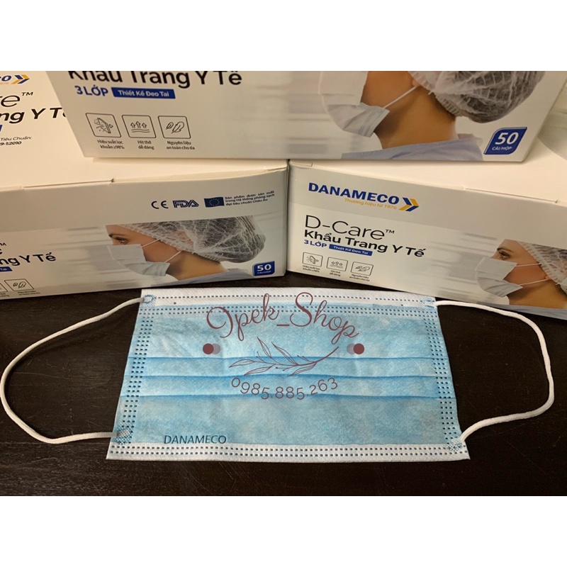 Khẩu trang y tế DANAMECO 3 lớp kháng khuẩn hộp 50 cái - Ipek_Shop