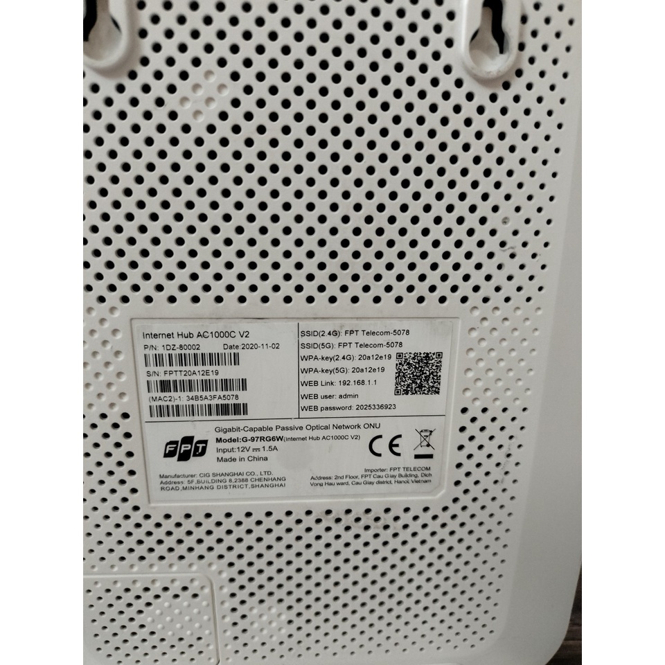Modem WiFi G-97RG6M Internet Hub AC1000C 2 băng tần chính hãng FPT đã qua sử dụng | BigBuy360 - bigbuy360.vn