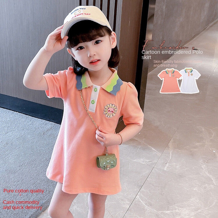 Đầm Thun polo Cotton Ngắn Tay Thời Trang Mùa Hè Dành Cho Nữ