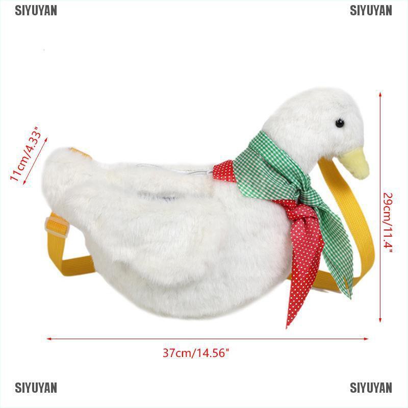 Túi đeo chéo hình vịt lông xù phối khăn choàng phong cách lolita xinh xắn cho nữ