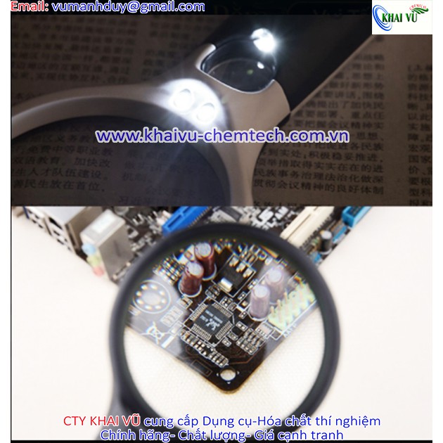 Kính lúp cầm tay có đèn phóng đại 3X - 45X
