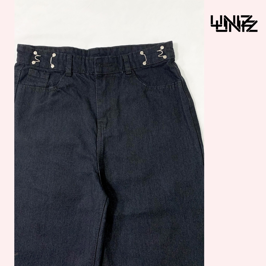 Quần Jean Suông móc cài ống rộng lưng cao UNIZ Jeanmoccai