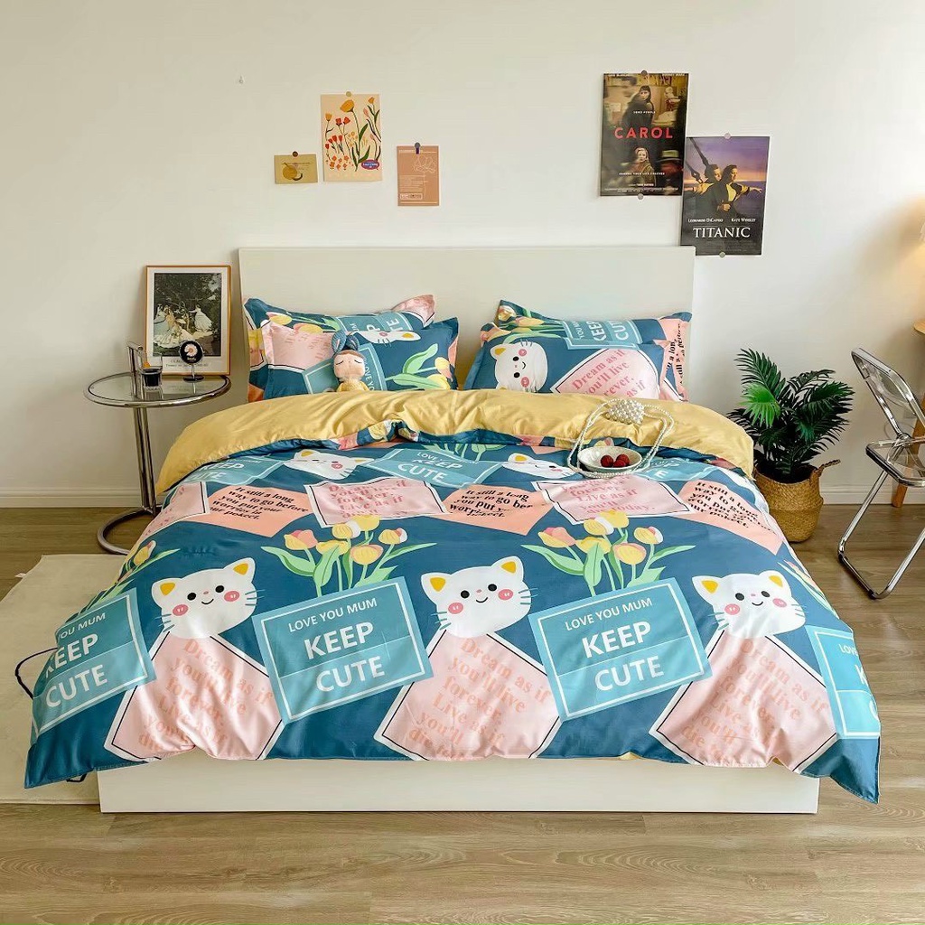 BỘ CHĂN GA GỐI COTTON POLY LOVE YOU MUM (combo 1: 2 vỏ gối 1 drap combo 2: 2 vỏ gối 1 drap 1 vỏ mền combo 3: 2 vỏ gối