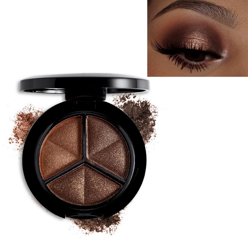 Bảng Phấn Mắt 3 Màu Sắc Hiệu Ứng Lì/ Ánh Ngọc Trai Lấp Lánh Kèm Cọ Tiện Dụng