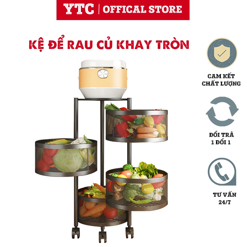 Kệ Để Rau Củ YTC Giá Đựng Rau Củ Nhà Bếp Khay Tròn Xoay 360 Cực Thông Minh