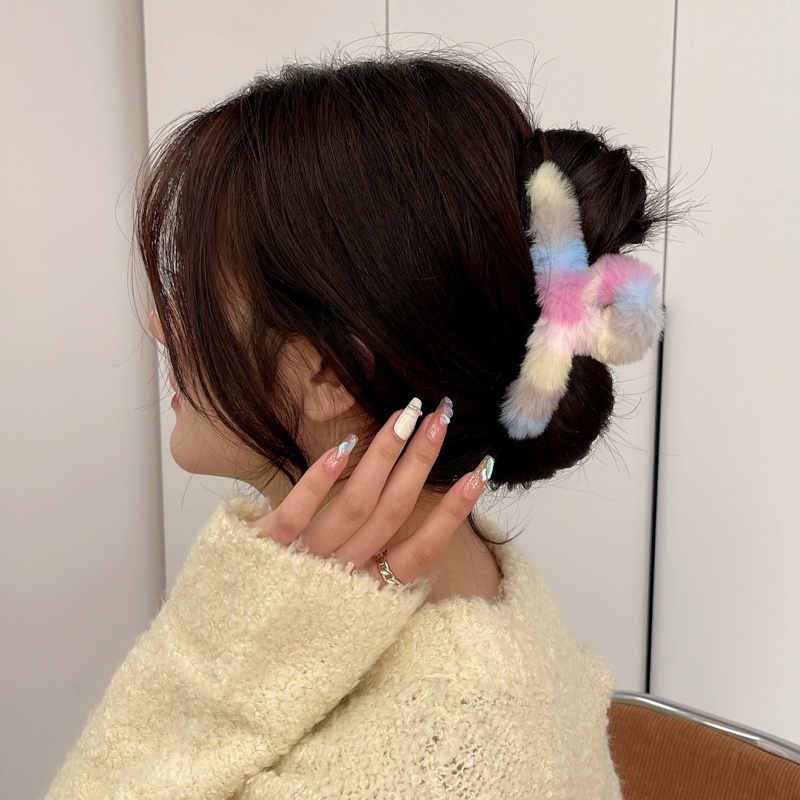 Kẹp tóc hỗ trợ rửa mặt Cỡ Lớn Màu Trơn Đơn Giản Thời Trang Hàn Quốc Cho Nữ