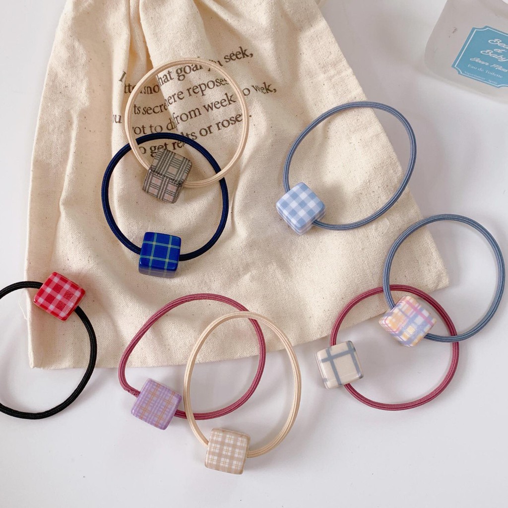 Cột tóc thun hình vuông caro Mua Tất (muatatshop)