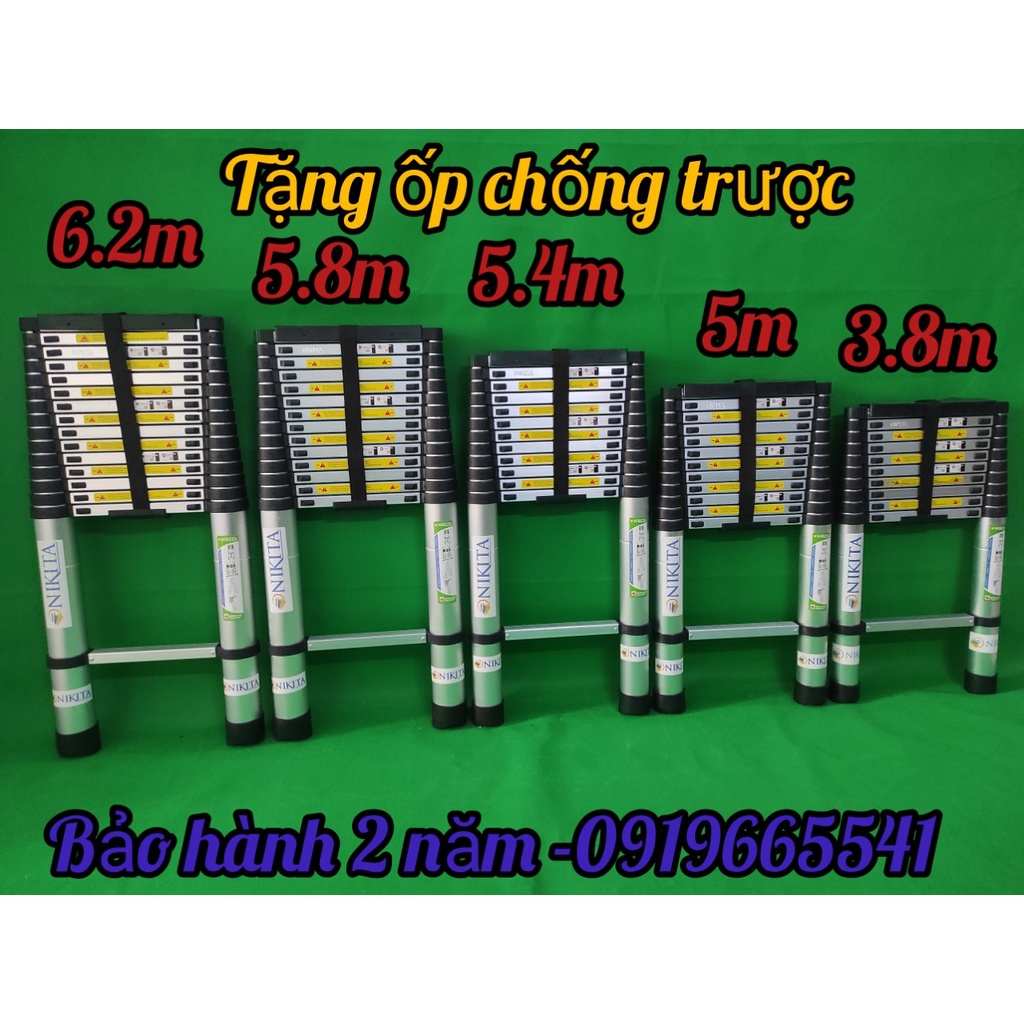 Thang nhôm rút xếp đơn cao cấp Chính Hãng Nikita R26, R32, R38, R41, R50, R54, R58, R62 cao từ 2m6 đến 6m2