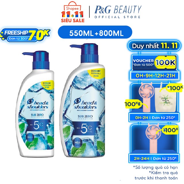 [Mã FMCGMALL -8% đơn 250K] Dầu gội Head & Shoulders làm sạch gàu subzero 550ml