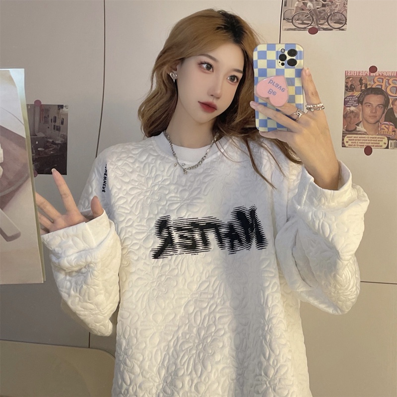 SUXI Áo sweater dáng rộng phong cách mùa thu thanh lịch dành cho nữ