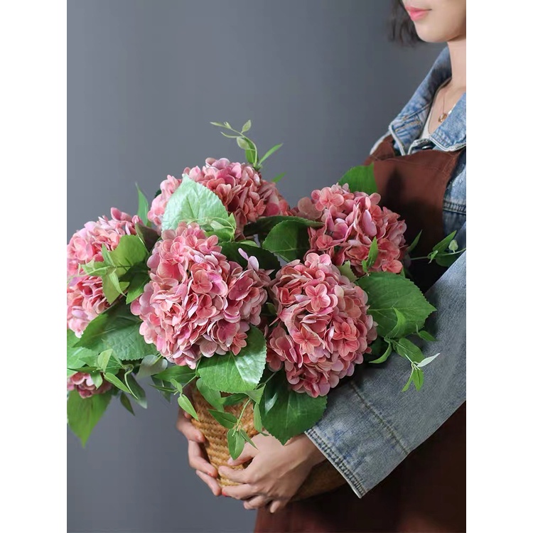 HOA GIẢ 🌺 HOA CẨM TÚ CẦU CAO SU CÀNH DÀI 46CM