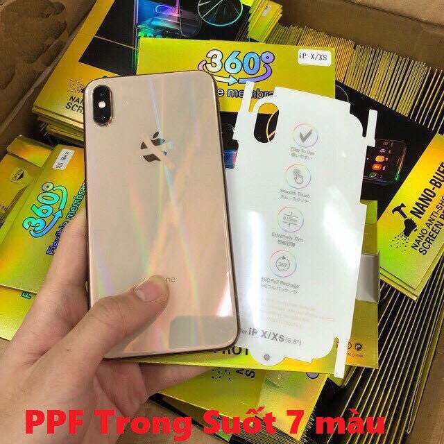 Miếng dán Skin PPF 7 màu mặt sau cho các dòng iphone 7/7plus/8/8plus/X/Xs/Xsmax/11/11 pro/11 pro max/12/13promax