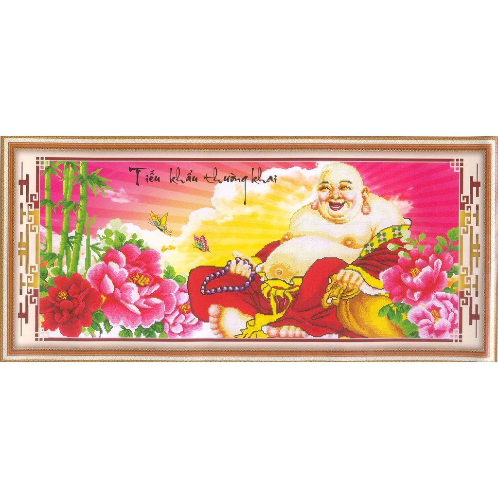 Tranh Thêu Chữ Thập 3D Một Nụ Cười Làm Nở Hoa - Nụ Cười Phật Di Lặc EVA8476 (KHÁCH TỰ THÊU) KT:109X51CM