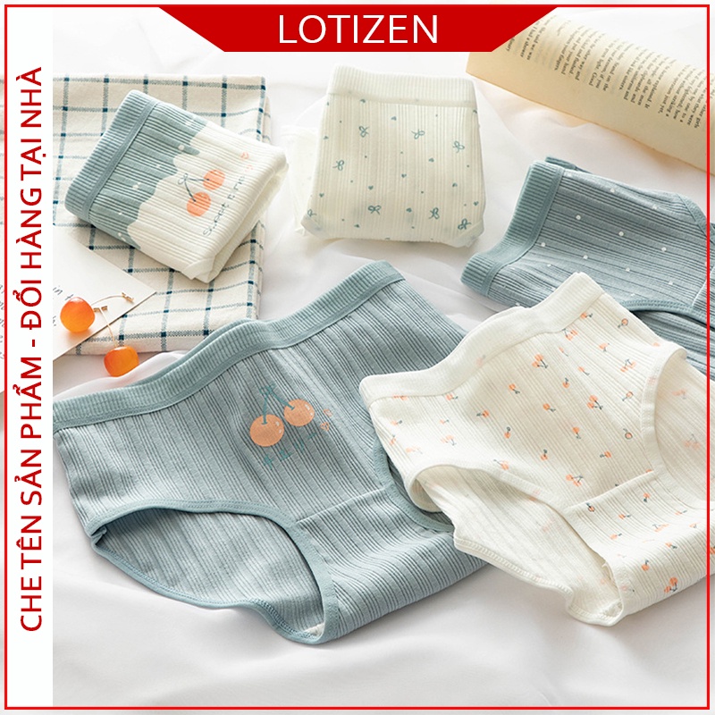 Quần lót nữ cotton cạp dày dặn LOTIZEN, Combo 5 quần chíp nữ kháng khuẩn thiết kế thời trang cute mã QLT-1798