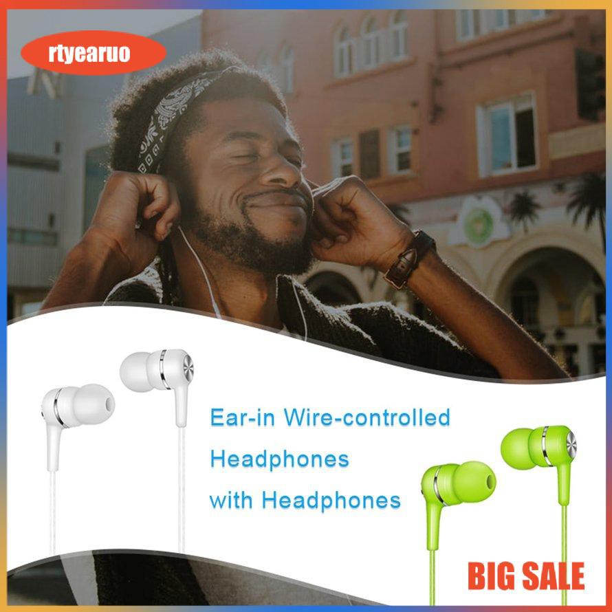 Tai nghe in-ear đa năng đơn giản trong dòng điện thoại di động máy tính có dây tai nghe điều khiển bằng lúa mì Tai nghe điều khiển bằng dây màu trắng