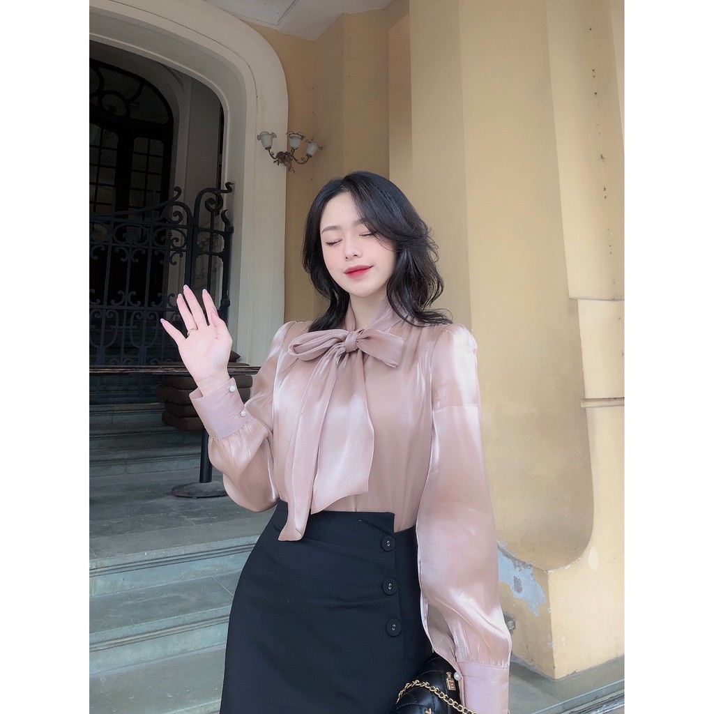 Chân váy dáng dài nữ dáng A cạp cao vạt lệch đính cúc thanh lich thời trang công sở Calie House CV23 | BigBuy360 - bigbuy360.vn