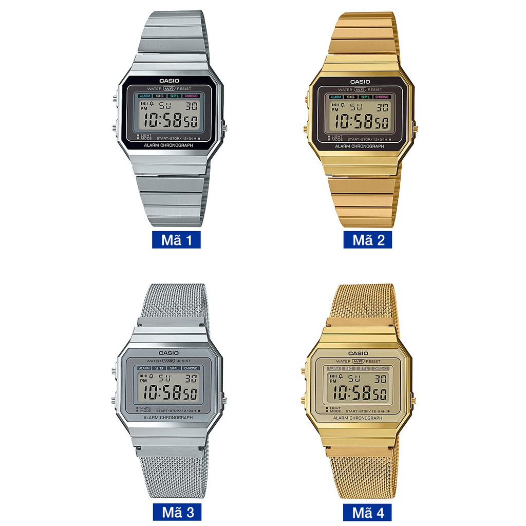 Đồng hồ unisex dây kim loại Casio Standard chính hãng Anh Khuê A700 Series